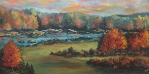 Parc des Rapides, 2017, Acrylique sur toile (15 X 30 pouces)