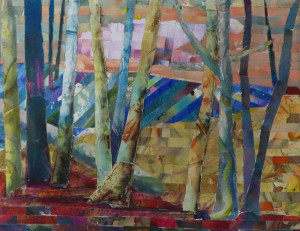 La forêt, 2020, Aquarelle et collage (10,5 X 13,5 pouces)